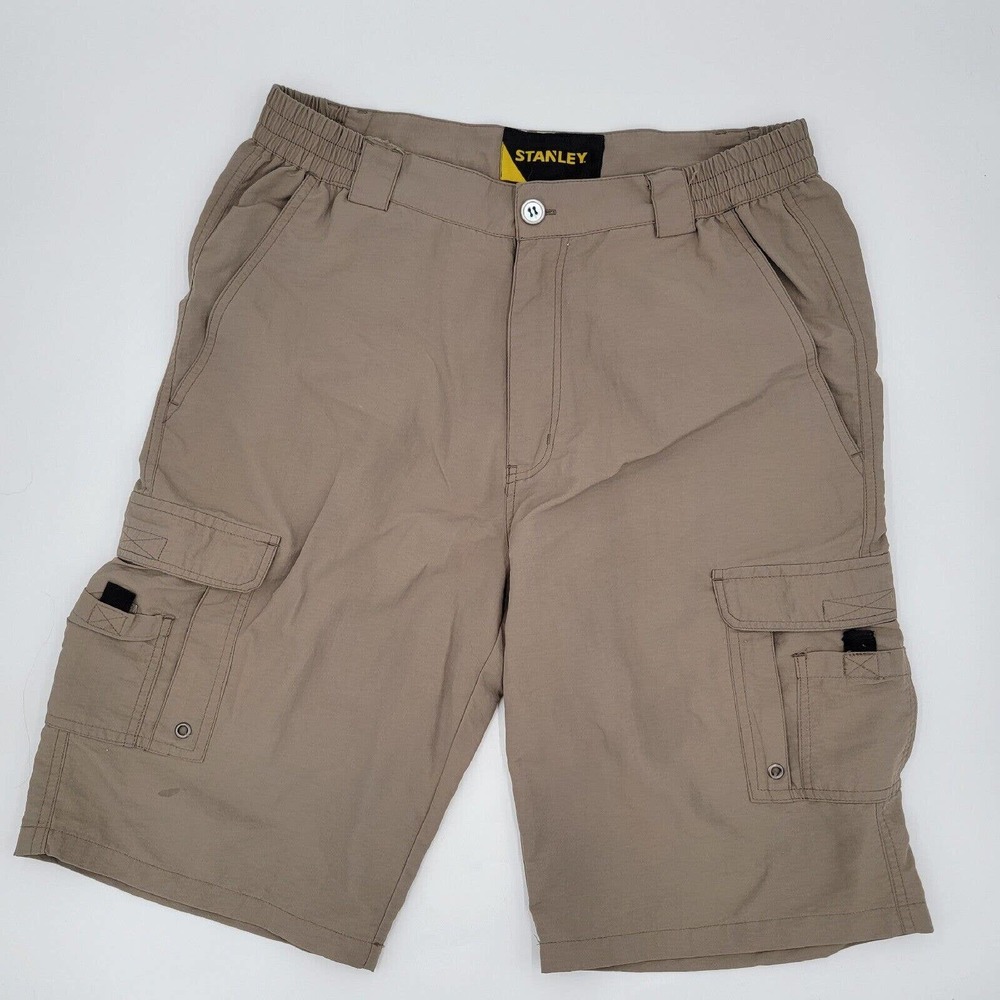Stanley Cargo Tan Shorts 100% Nylon Six Pockets Size Medium